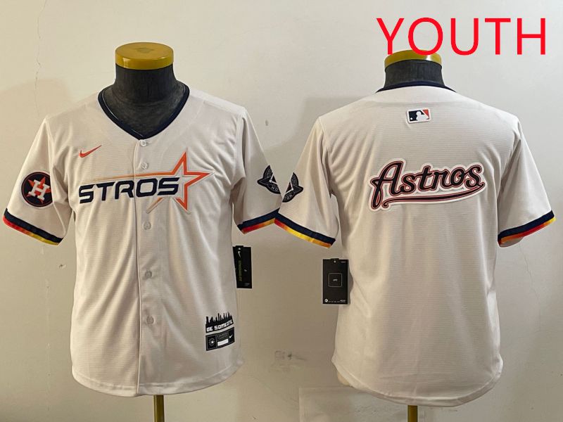 Youth Houston Astros Blank Cream three generations Joint Name 2025 Nike MLB Jersey style 41416->youth mlb jersey->Youth Jersey